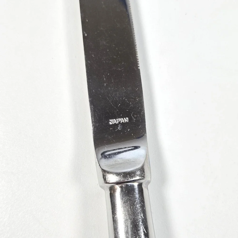 VTG 6 Hull Stainless Japan Monoblock one piece Steak Knives Pistol Grip Serrated